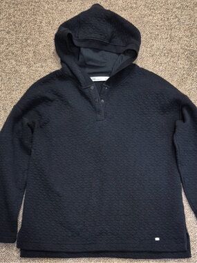 Figs Black Quilted Hoodie Sweater